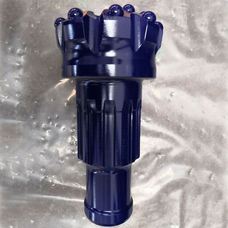 Detailed view of dark blue DTH drill bits