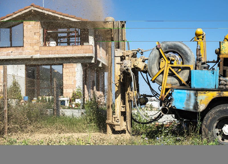 drilling equipment secured and stabilized on a construction site