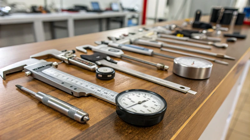 Precision measuring tools on a wooden workbench
