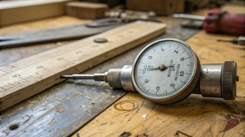 Close-up of a worn and new drilling gauge on a workbench