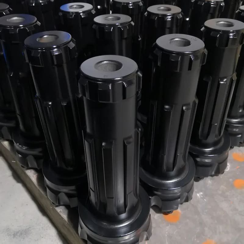 Close-up of black DTH drill bits