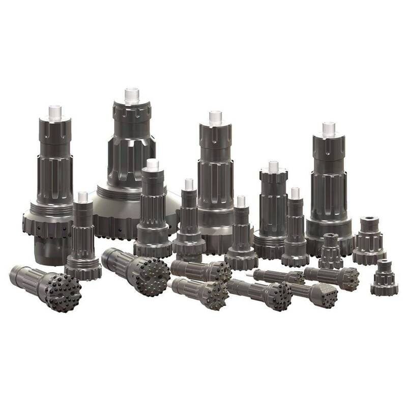 Center Rock DTH bits displayed, showcasing various sizes and designs for efficient drilling applications.