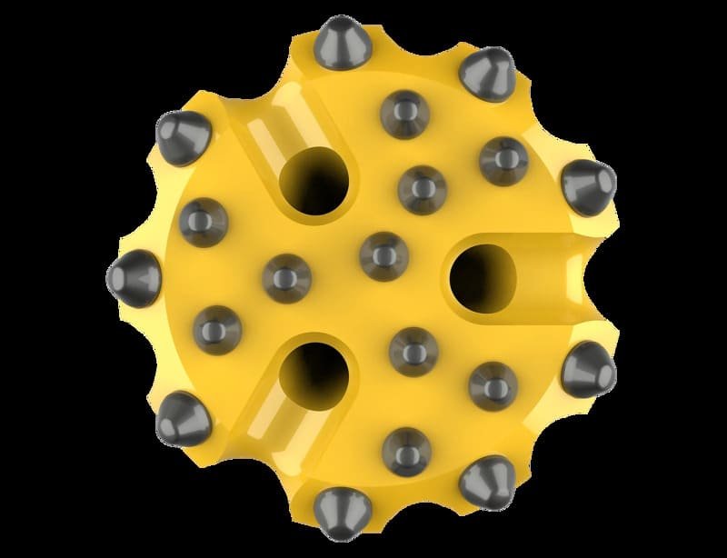 Close-up view of Epiroc DTH drill bits, showcasing their intricate design and robust construction for efficient drilling.