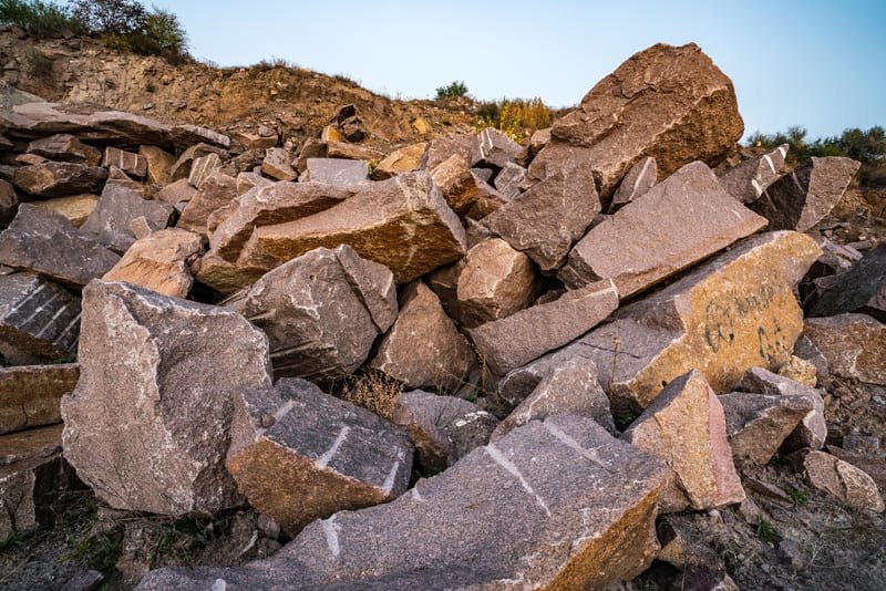 Close-up of fractured rocks with detailed textures