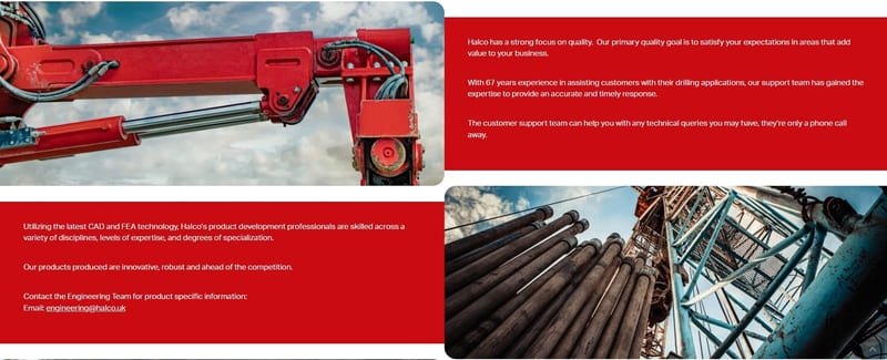 Image of Halco DTH bits showcasing their support features for enhanced drilling performance and efficiency.