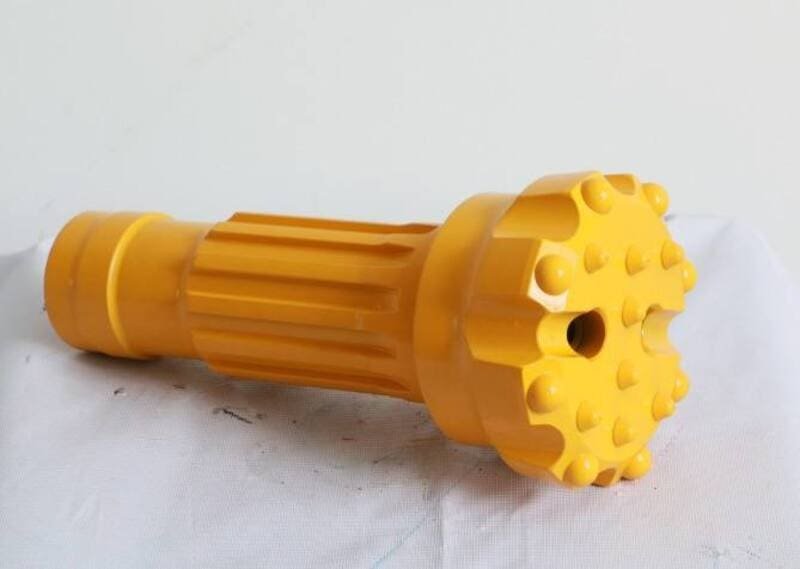 Close-up view of a DTH drill bit