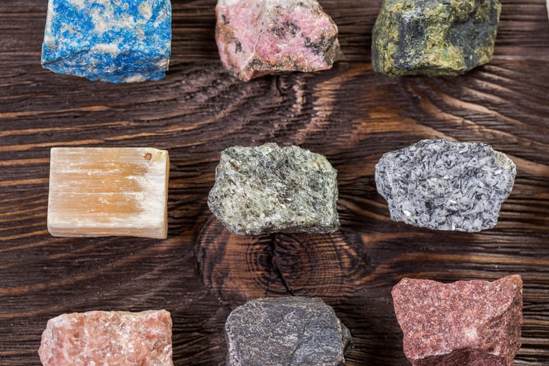 A collection of various rock samples