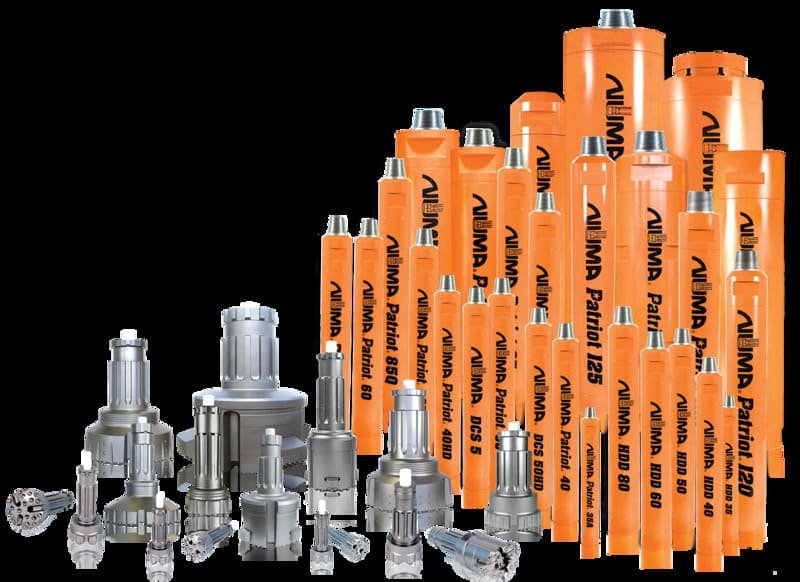 Numa Brand DTH Drilling Tools displayed, showcasing advanced technology for efficient drilling operations.