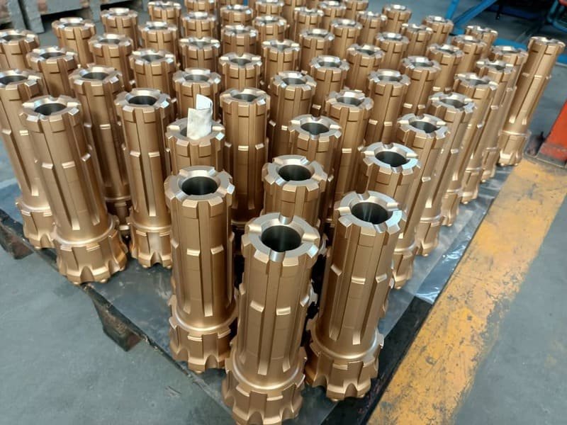 Close-up of a chromium-plated drill bit