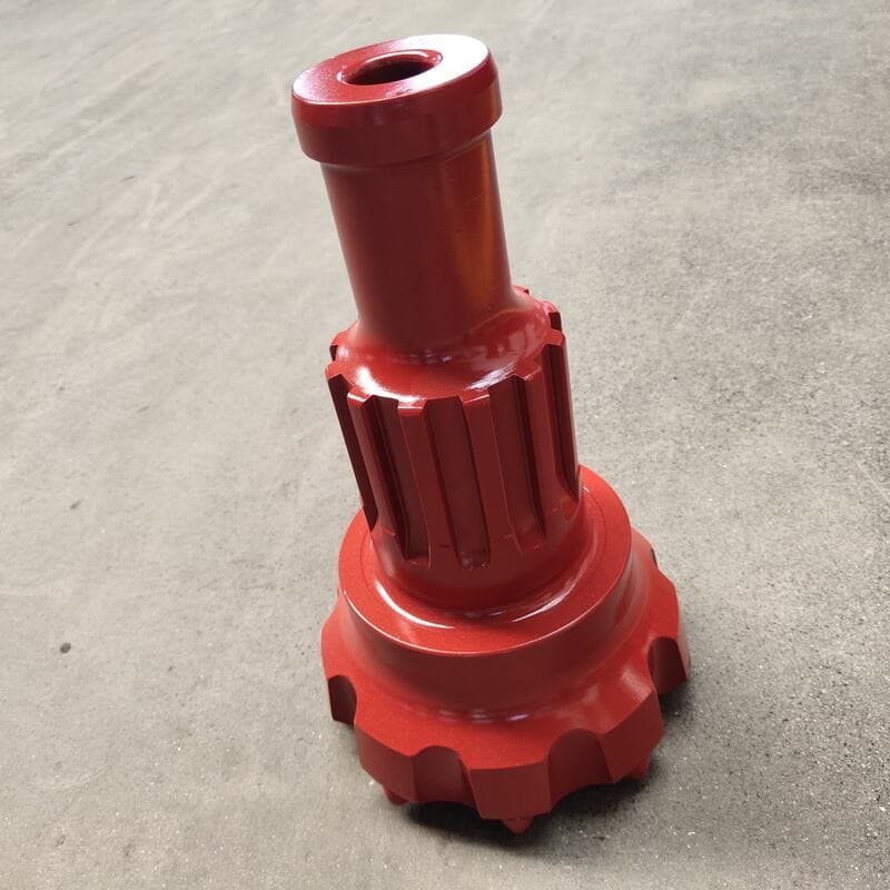 Close-up of red DTH drill bits