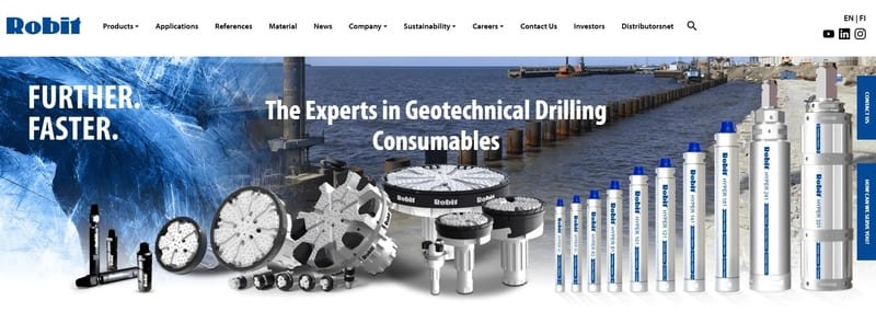 Image of Robit Plc brand DTH bits, showcasing their durable design and precision engineering for drilling applications.