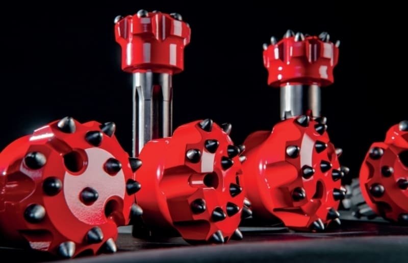 Rockmore Brand DTH Drill Bits displayed, showcasing their robust design and precision engineering for efficient drilling.