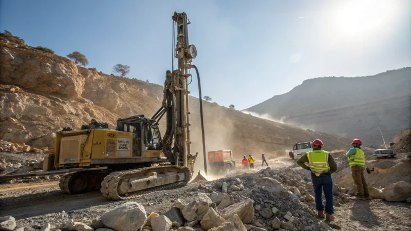 A construction site with workers and advanced drilling machinery