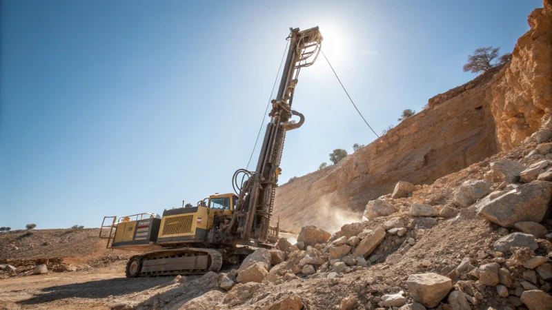DTH drilling rig at work on a construction site