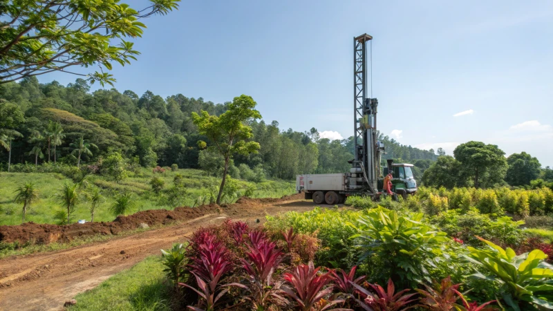 DTH drilling site in a green landscape