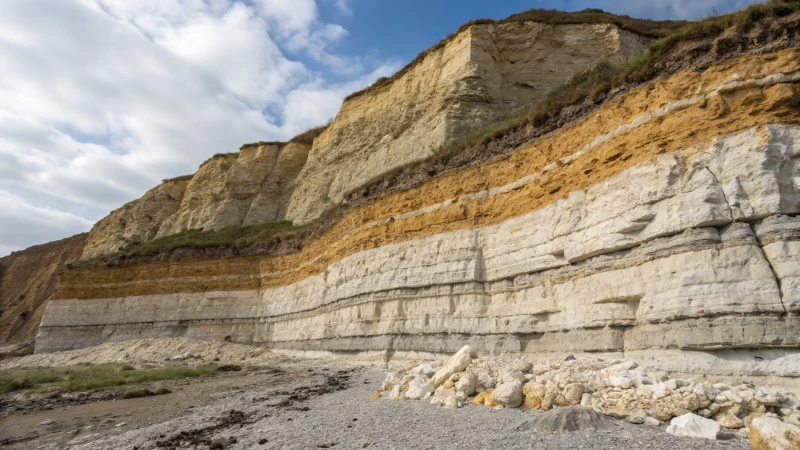 Detailed geological cross-section of carbonate rocks