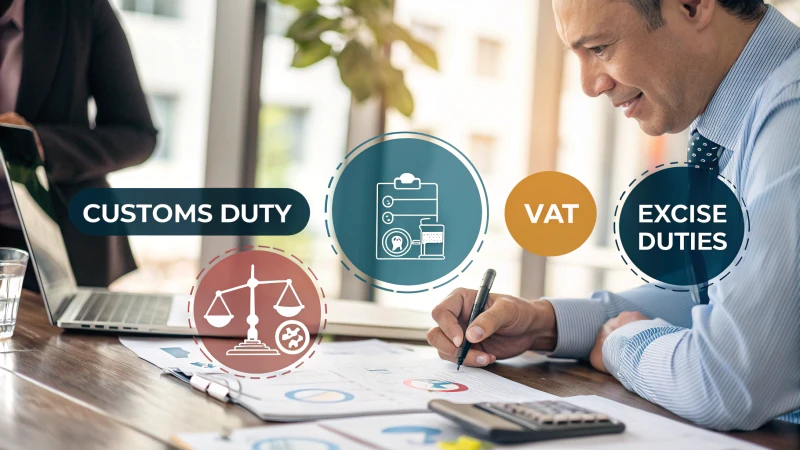 Infographic illustrating types of import duties