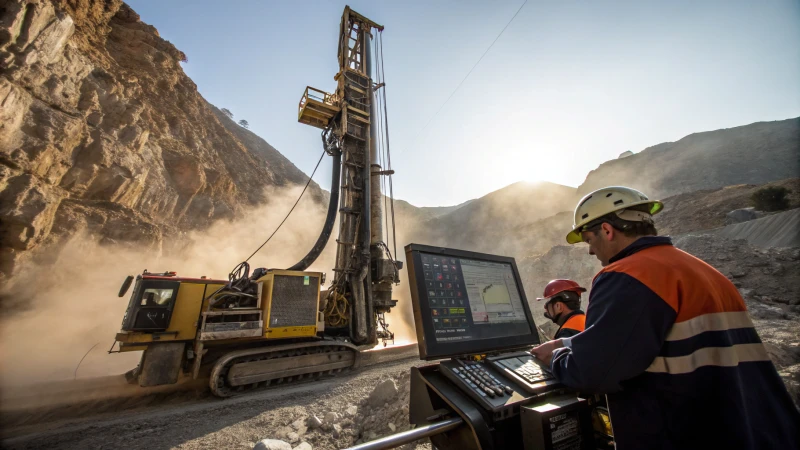 A detailed view of an industrial drilling rig in operation