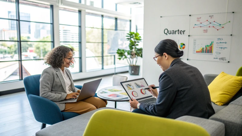 Professionals discussing in a bright office meeting room