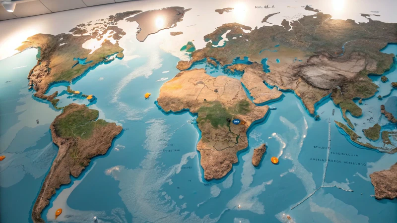 World map showcasing Numa's global market presence in DTH drilling solutions.